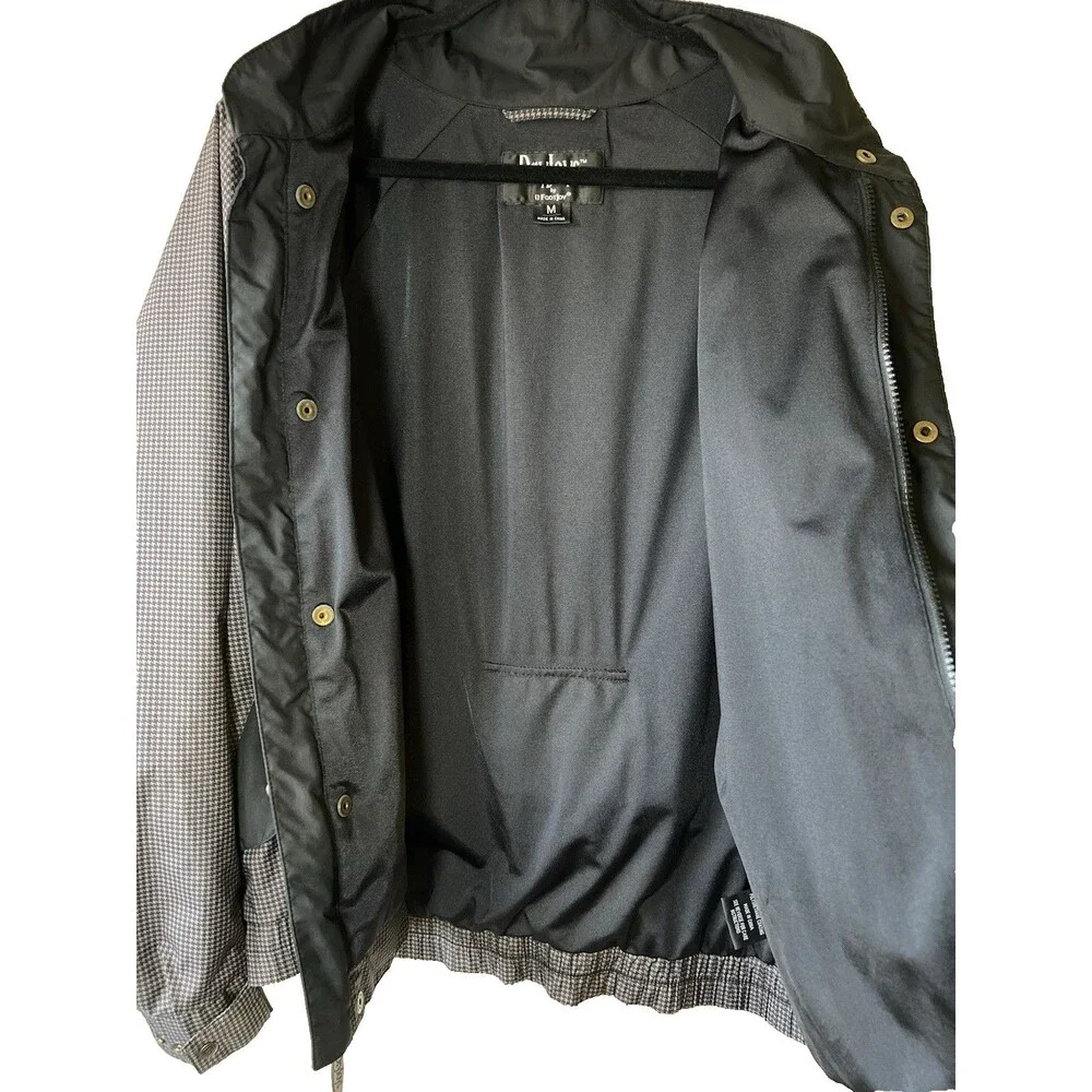 FootJoy DryJoys Men's M Gray Black Houndstooth Full Zip Golf Jacket